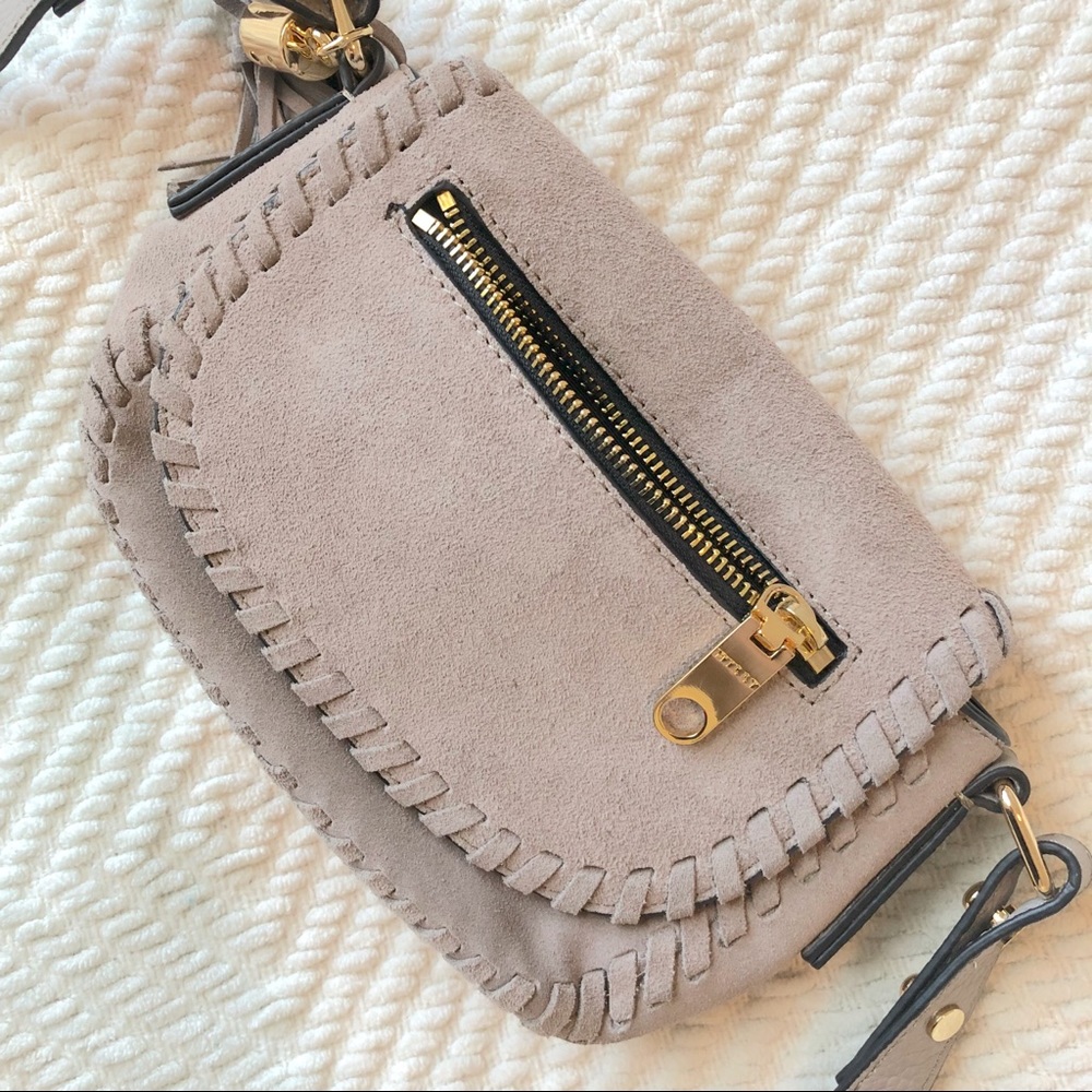 Milly Astor Suede Whipstitch Saddle Crossbody Bag - Picture 7 of 8